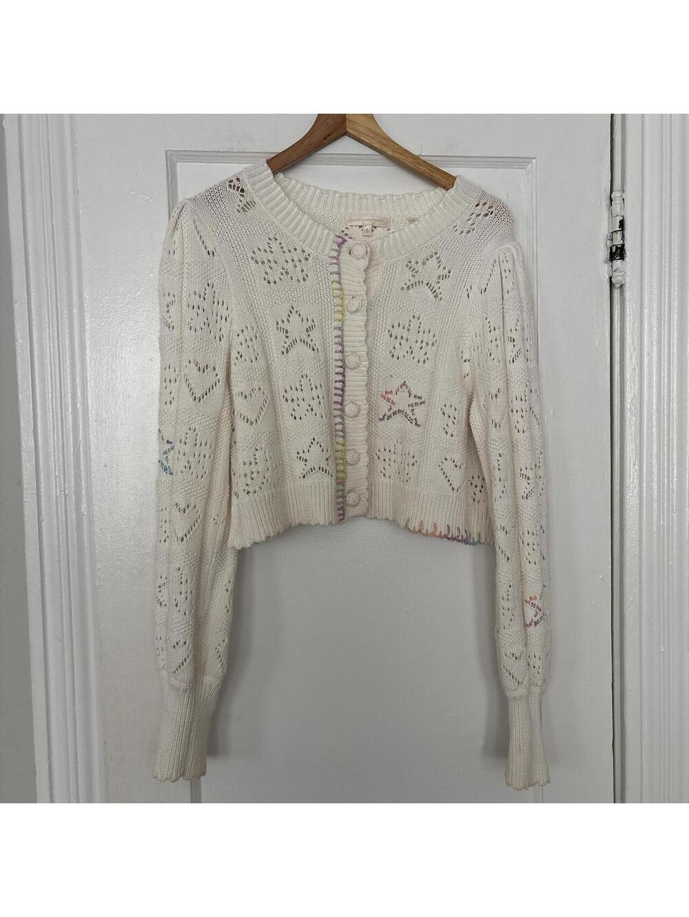 LoveShackFancy Women's White and Cream Cardigan